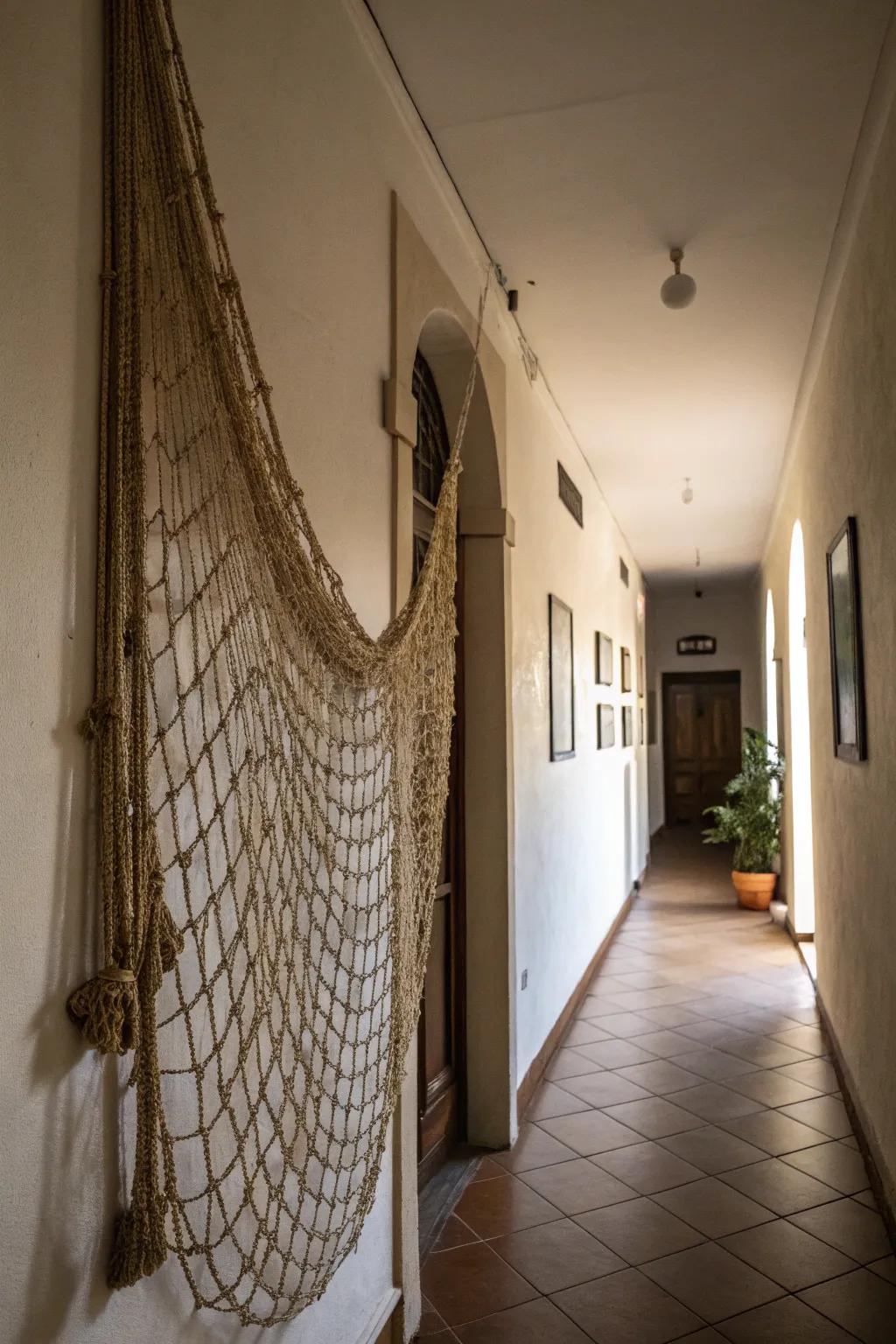 Repurposed piscine nets add texture and intrigue.