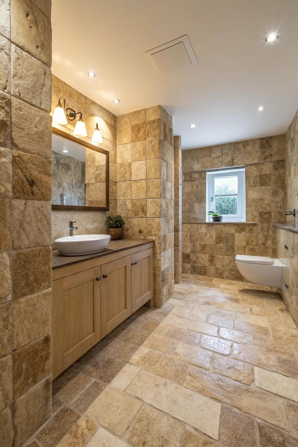 Native rock tiles introduce elegance and texture.