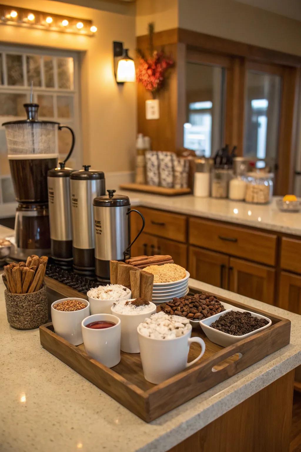A comforting hot beverage station to warm up Friendsgiving guests.