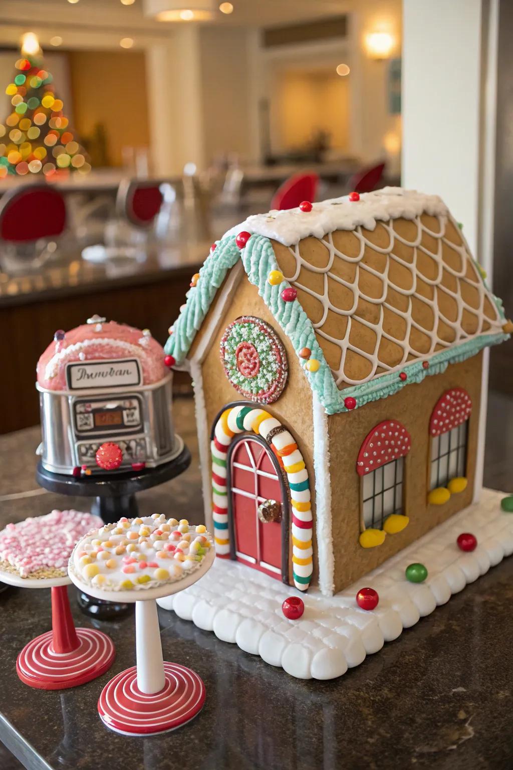 A gingerbread house conceived as a retro bistro