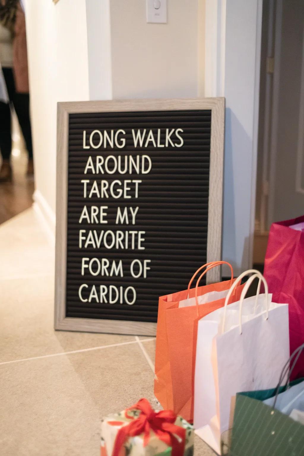 A funny view of a retail shopping spree.