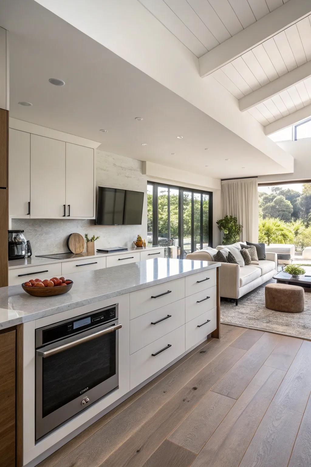 Simple fixtures maintain the clean lines and simplicity of the space.