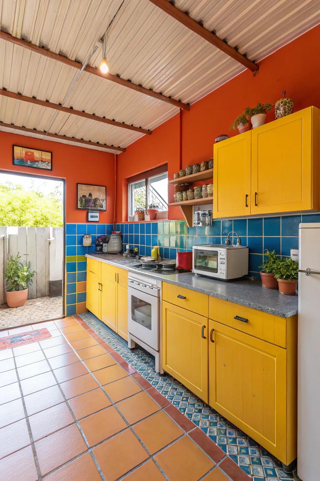 Bright colors inject energy and personality into the kitchen.