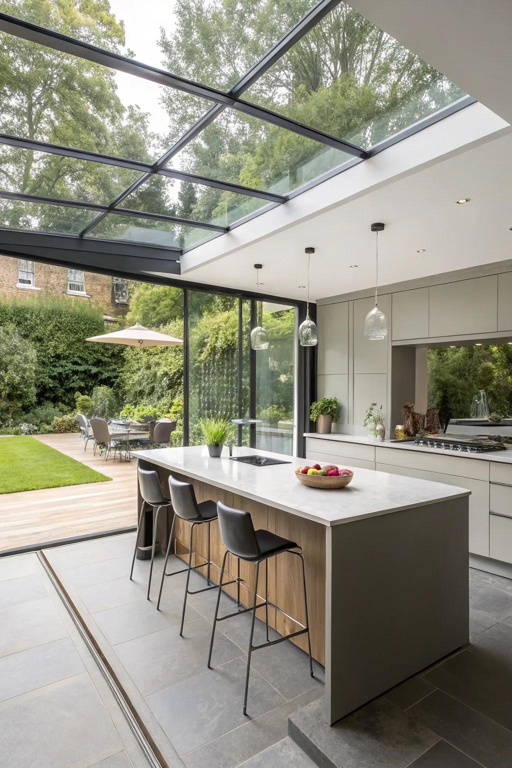 A stylish food preparation peninsula elevating living areas.