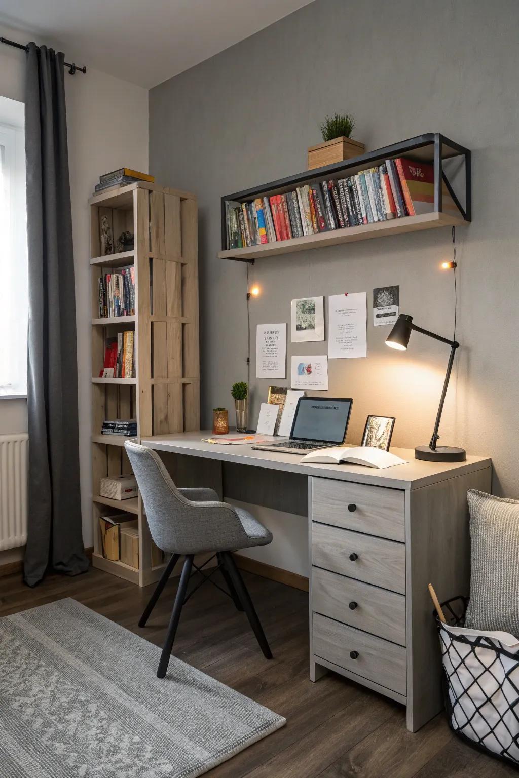 A chic study area cultivates productivity and panache.
