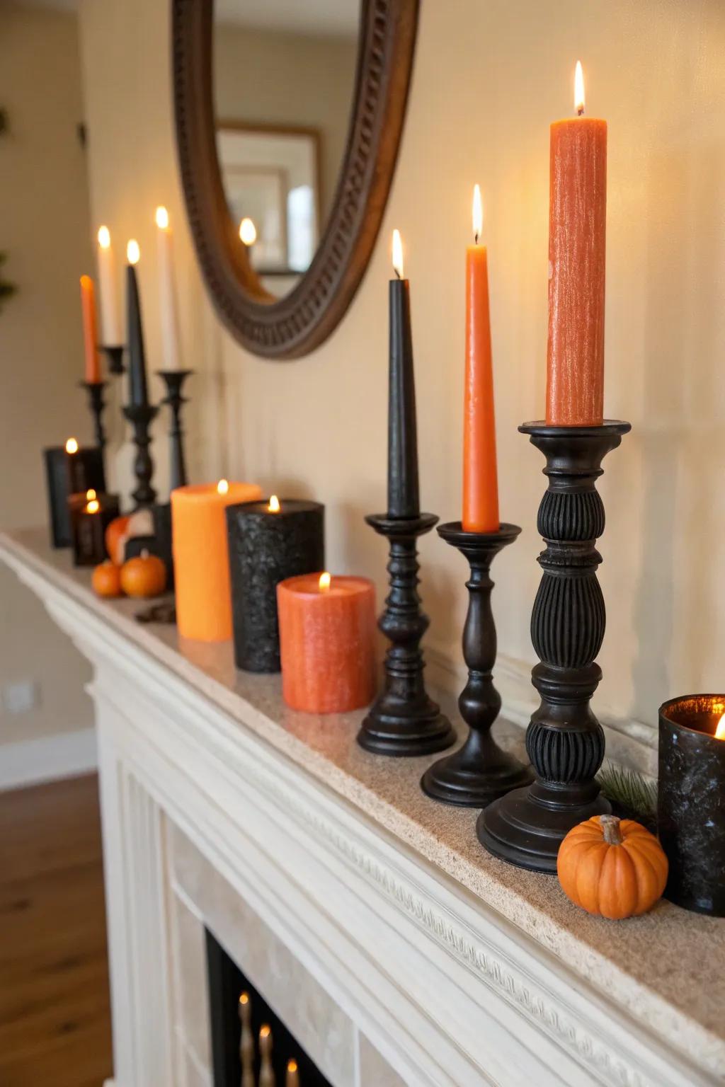 Wax light displays contribute a hint of elegance and mystery.