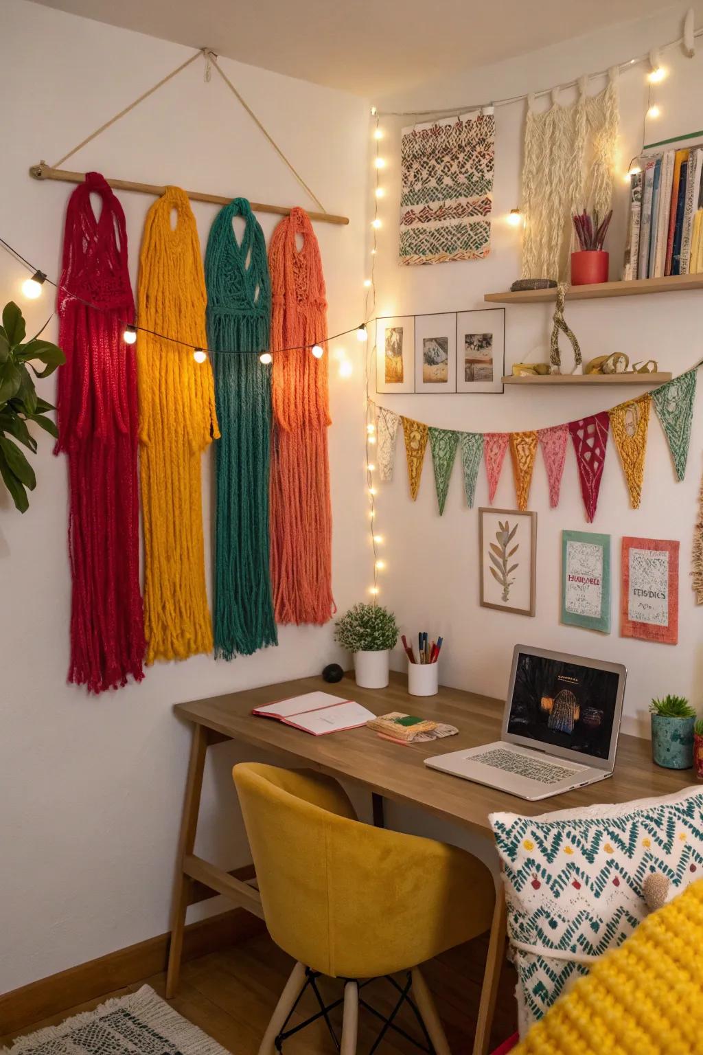 Textile wall hangings add creativity and color to any space.