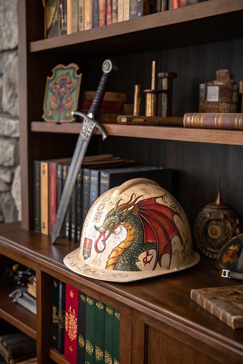 A safety helmet with an enchanting fantasy design.