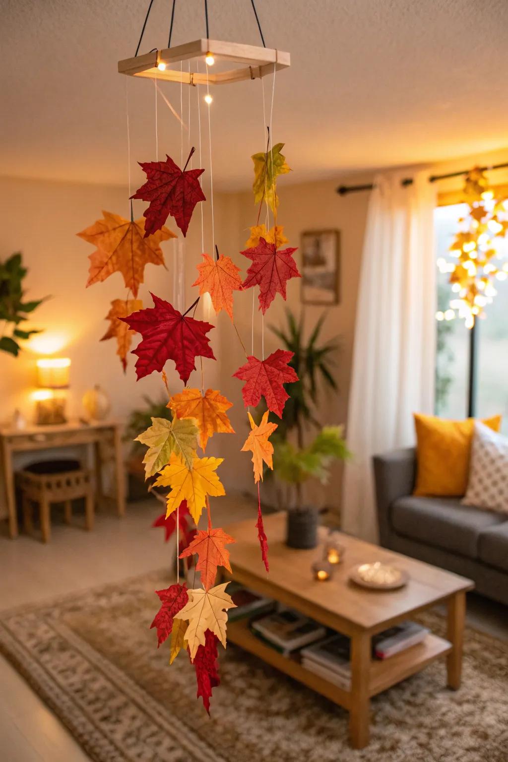 A quirky autumn foliage chime delivering movement.