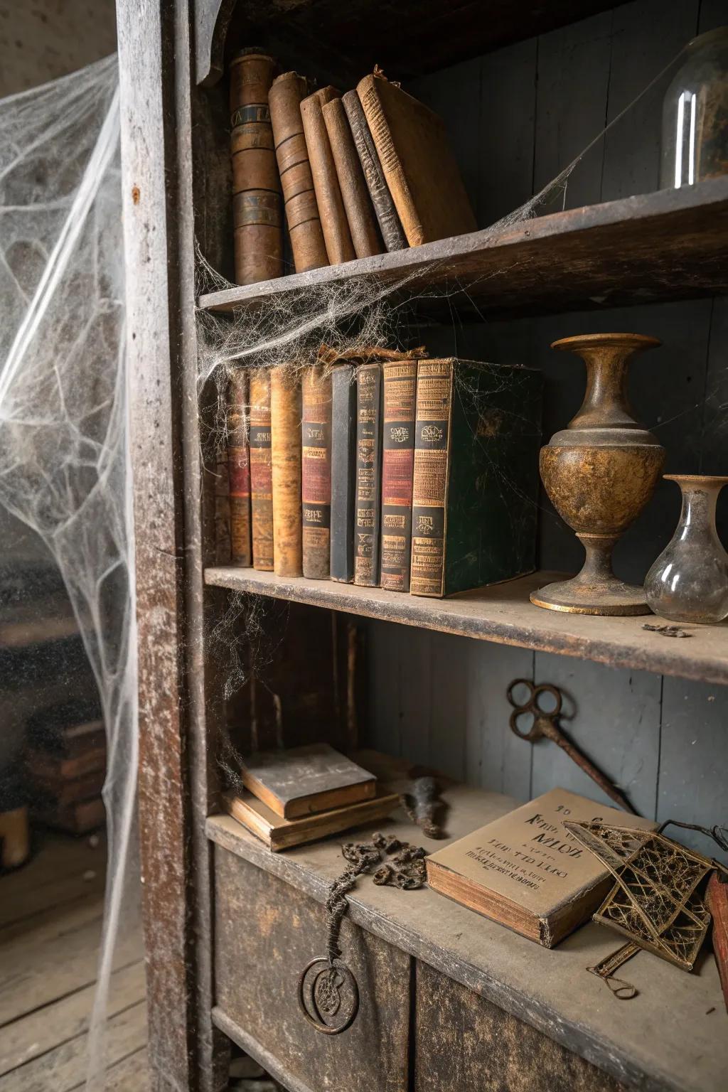 Transform your book repository into a haunted library through creepy books and artifacts.