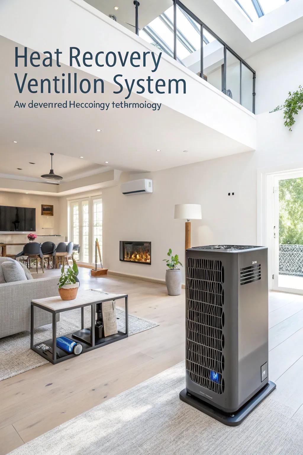 A modern home interior featuring a heat swap ventilator for air quality.
