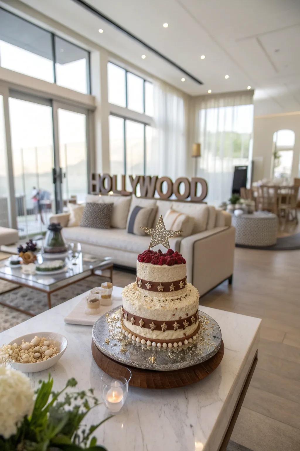 A cake showcasing the legendary Hollywood sign for a bold effect.