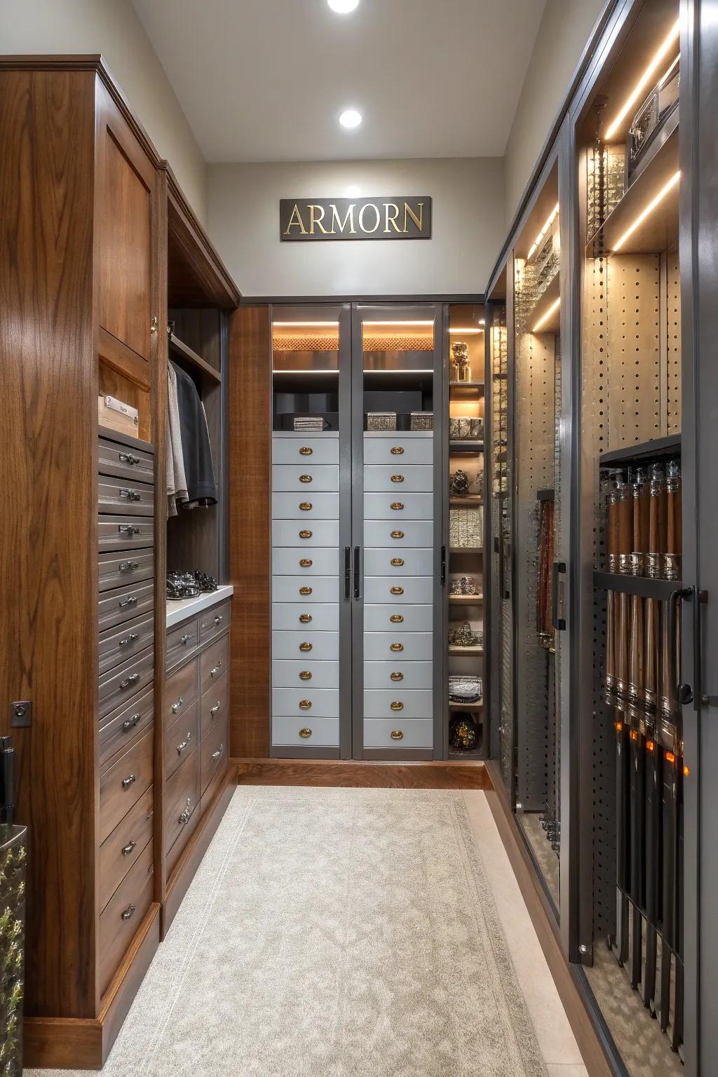 Strategic, dedicated storage guarantees well ordered and secure organization for ammunition reserves.