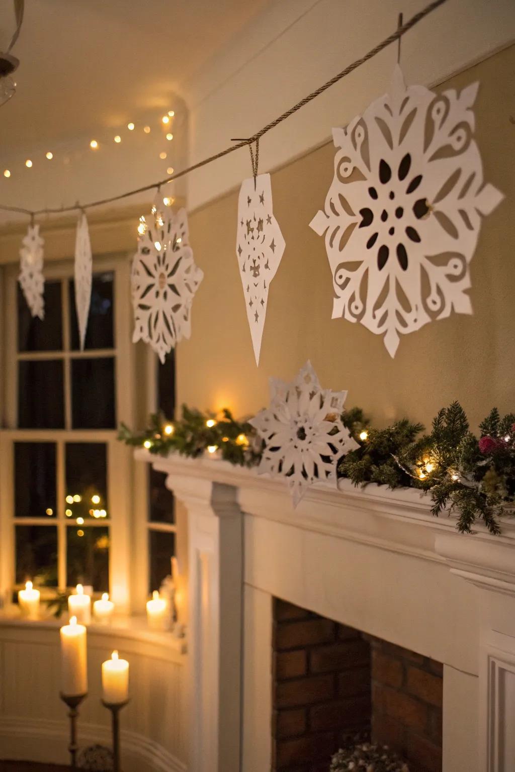 Heart cutouts infuse a loving hint into your snowflake designs.