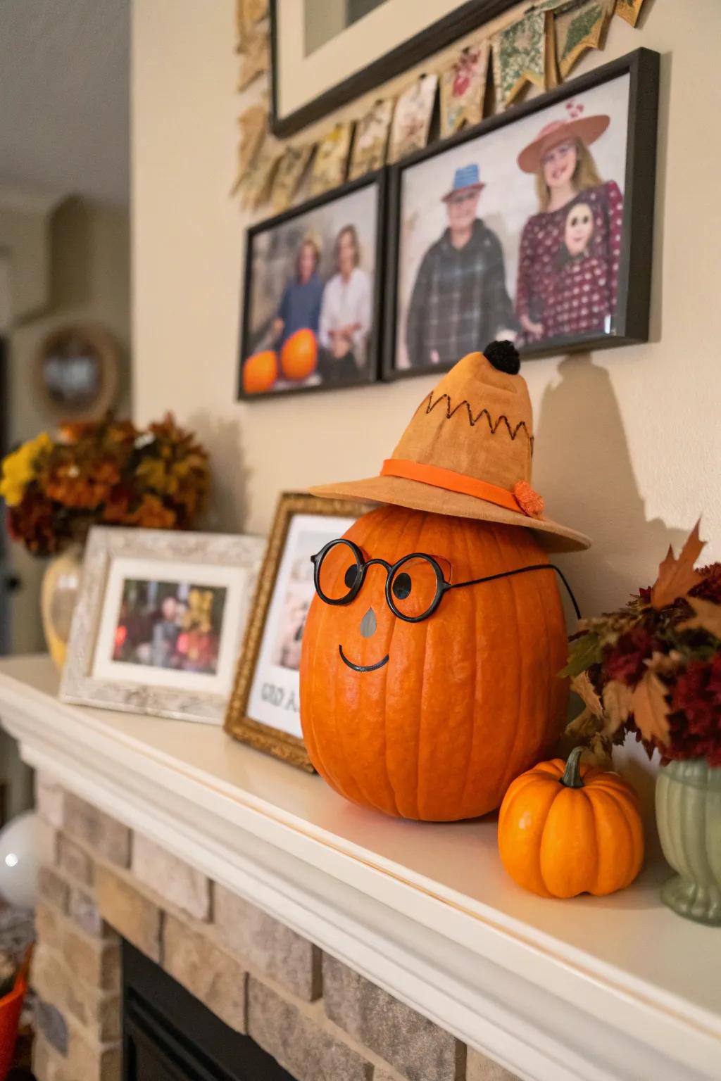 A character pumpkin bringing joy and whimsy to any space.