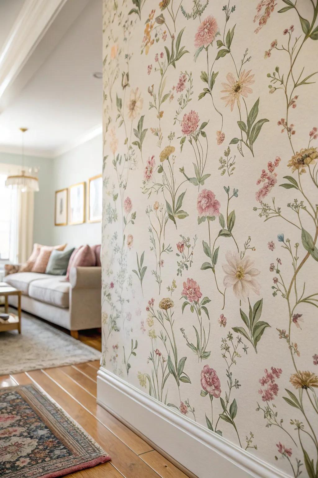 Short-term wallpaper adds a bold, seasonal change.