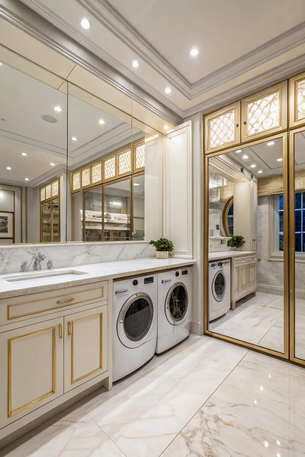 Reflective facades add elegance and visually amplify room space.