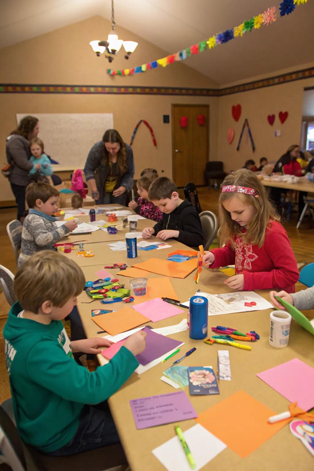 A shared crafting table, a hub for social and creative interaction.