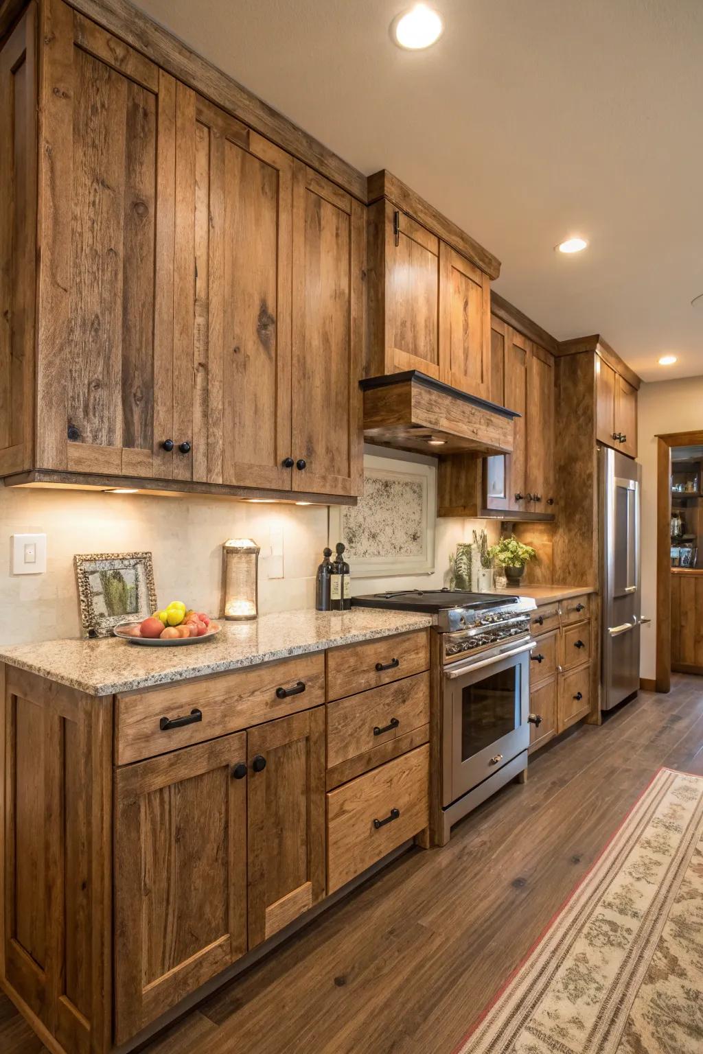 Recovered timber finishes bring texture and character to your kitchen.