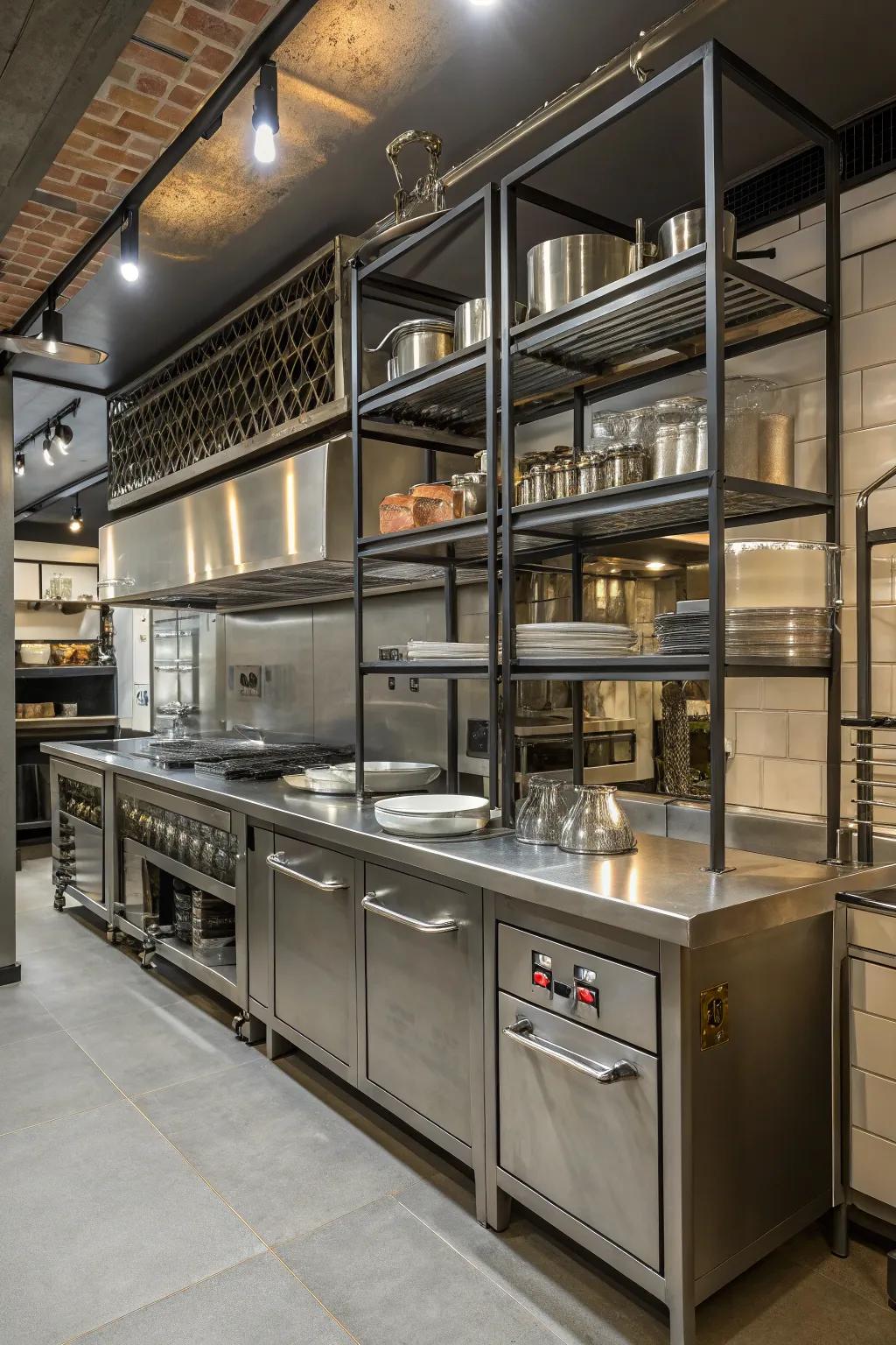 Industrial segments can impart a streamlined, professional quality to your kitchen.