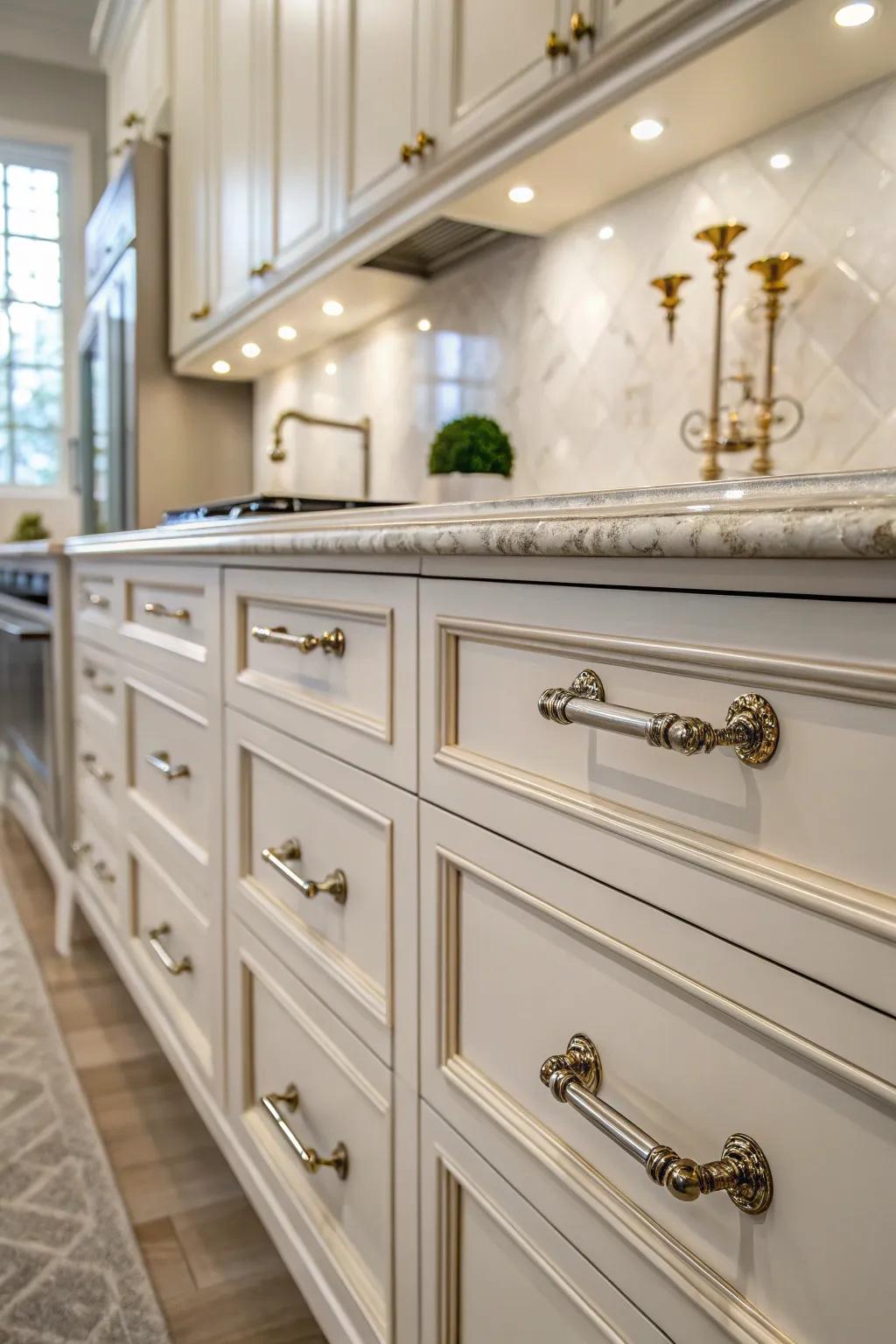 Alluring fixtures injecting beauty within the cooking space.