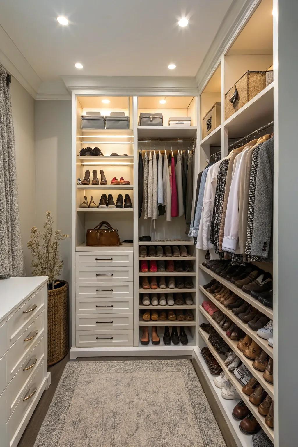 Pull-out racks provide accessible and space-saving storage.