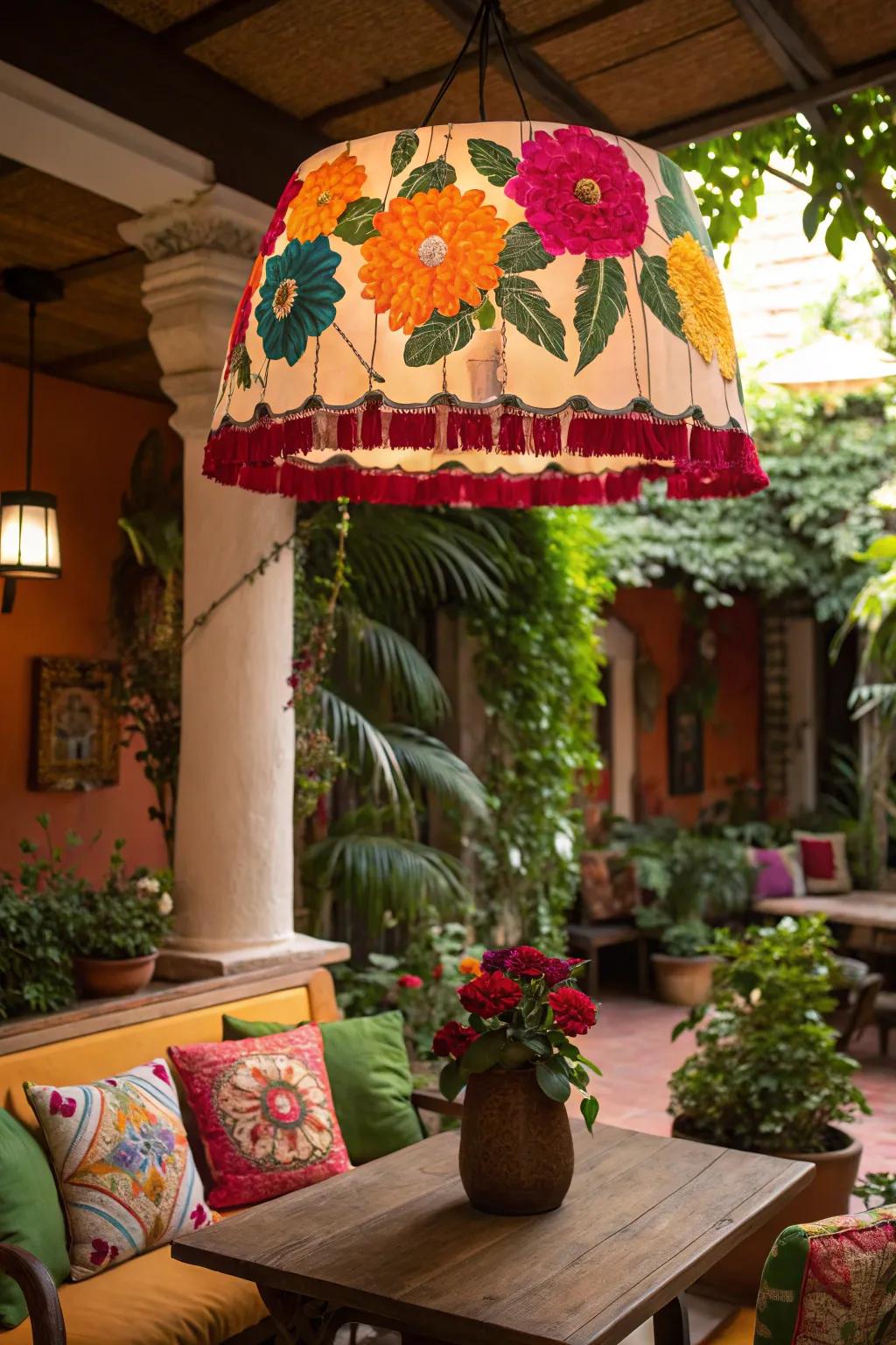 Introduce freshness using textile flowers on your lampshade.