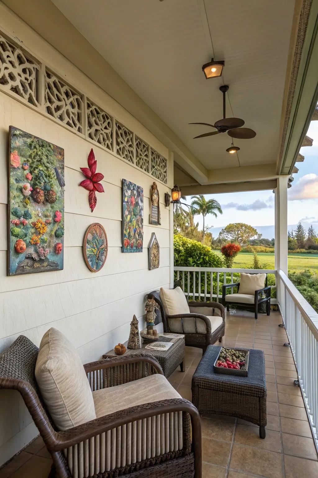 Artful details enhance the personality and allure of this lanai.