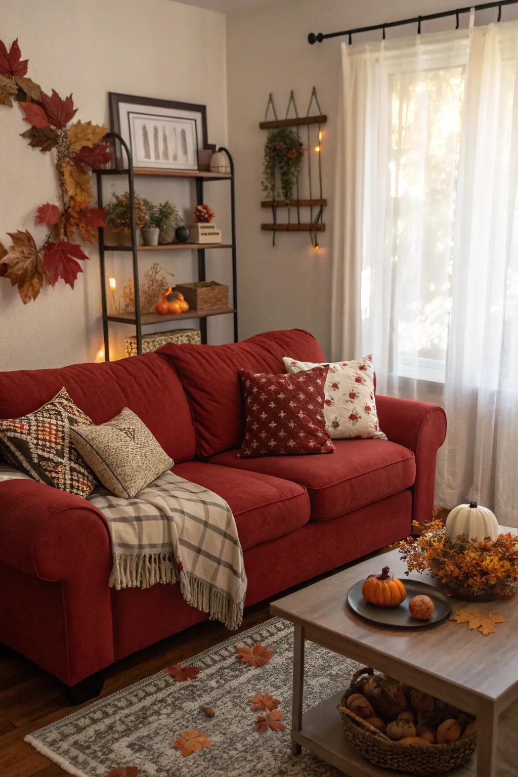Seasonal décor maintains the freshness of your living room and keeps it in sync with the changing seasons.