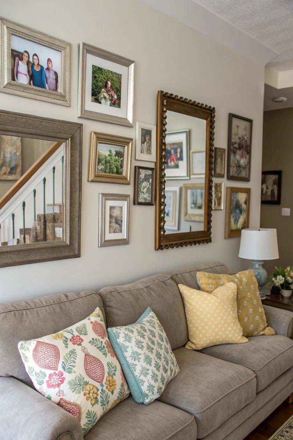 Reflective surfaces amplify illumination and expand the visual space of your photograph arrangement.