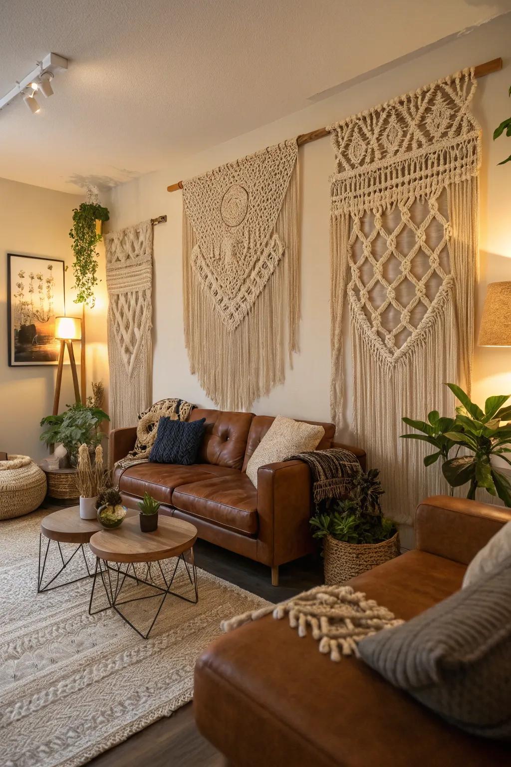 Macramé brings bohemian artistry and coziness.