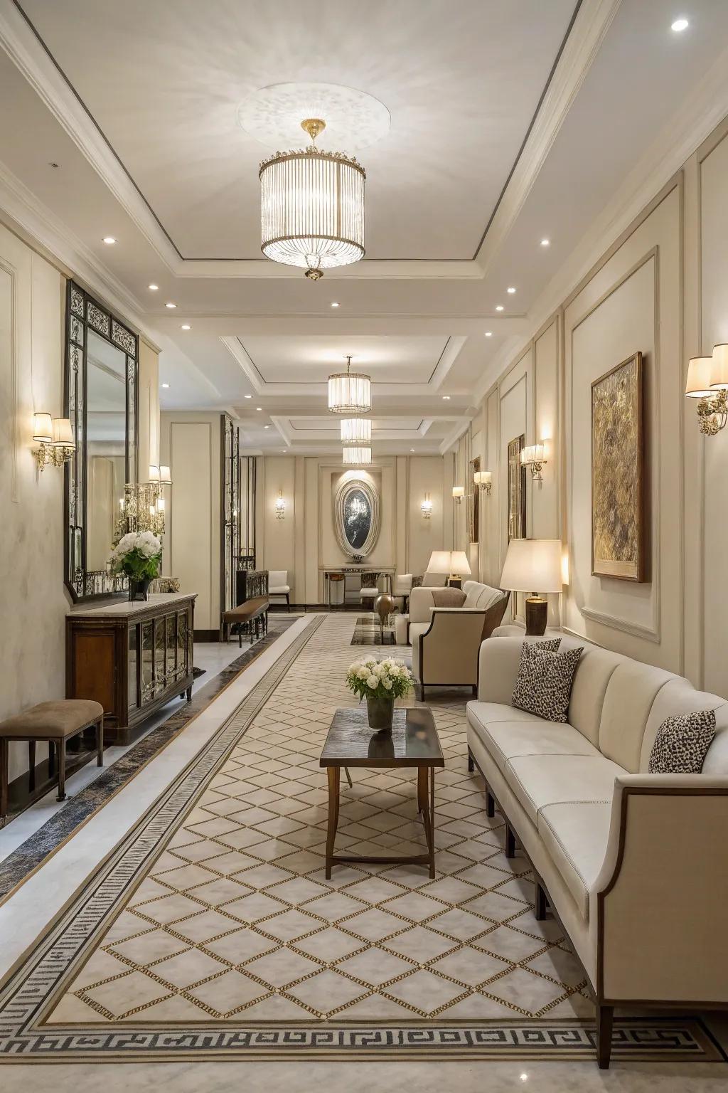 Symmetrical design creates a harmonious and balanced living room.