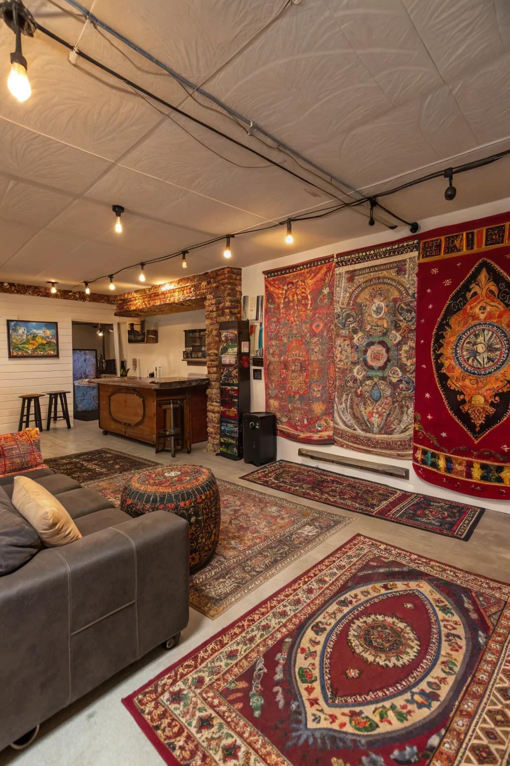 Textile features enrich the texture and feel of your man cave.
