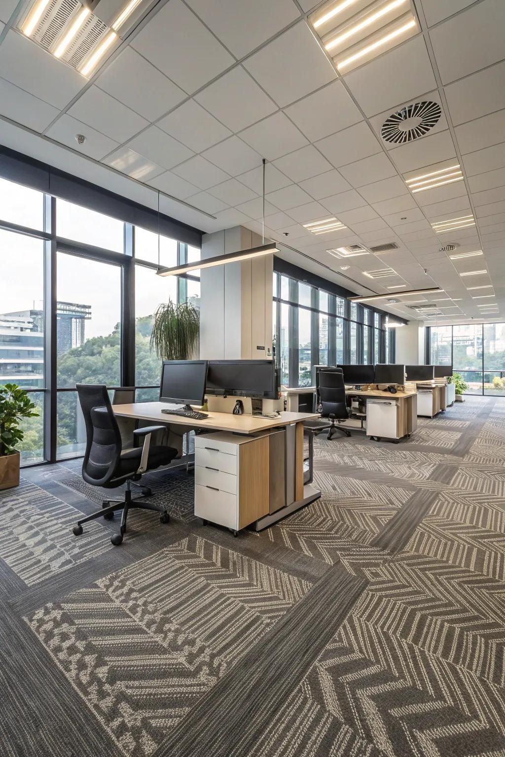 Premium textile squares deliver bespoke patterns and adaptable aesthetic.