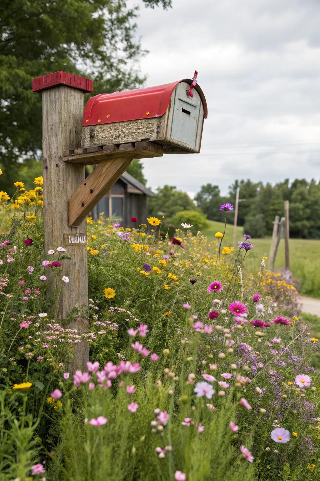 Untamed blossoms deliver a vibrant and whimsical charm to your mailbox setting.