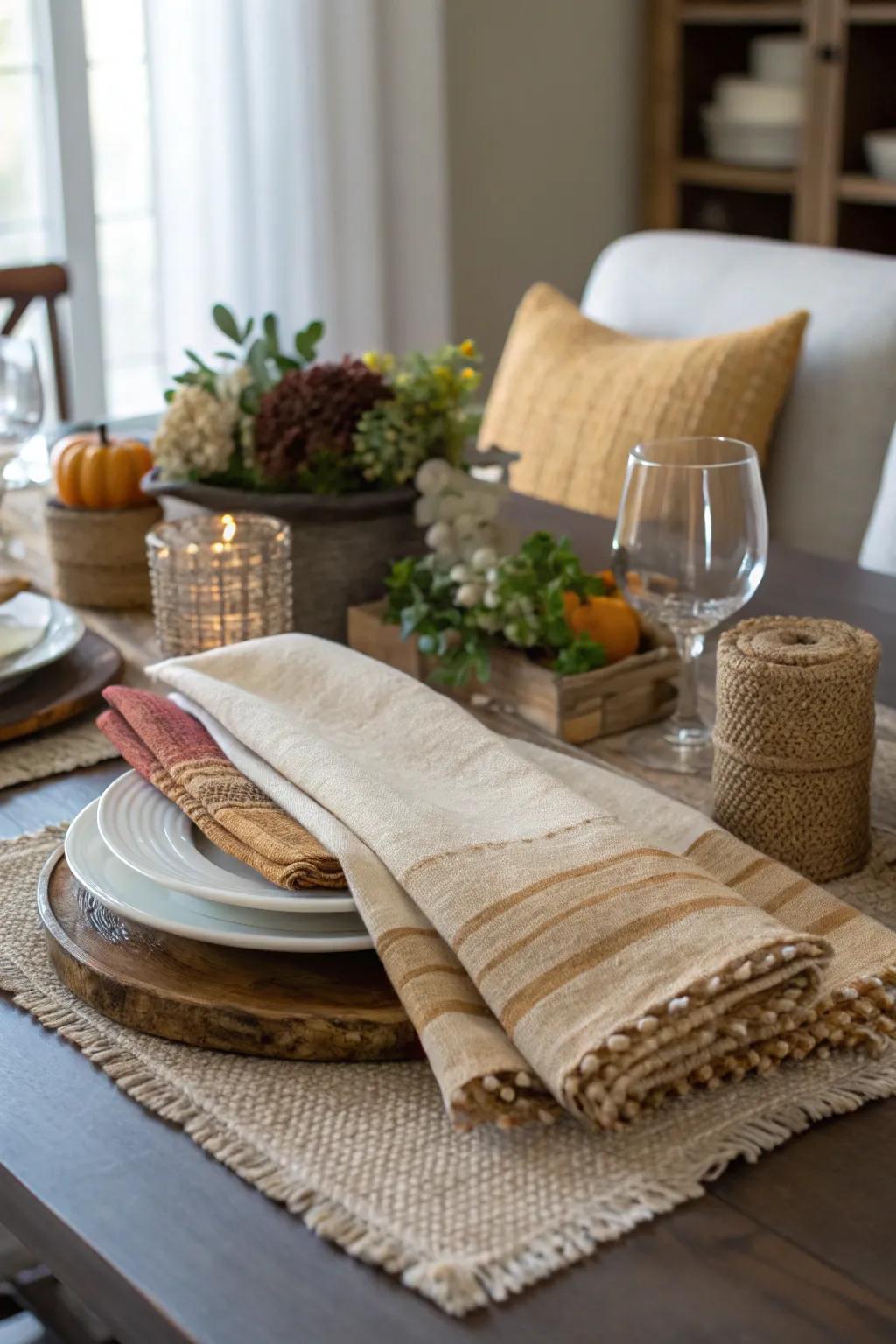 Tiered textures offer a cozy and inviting atmosphere.