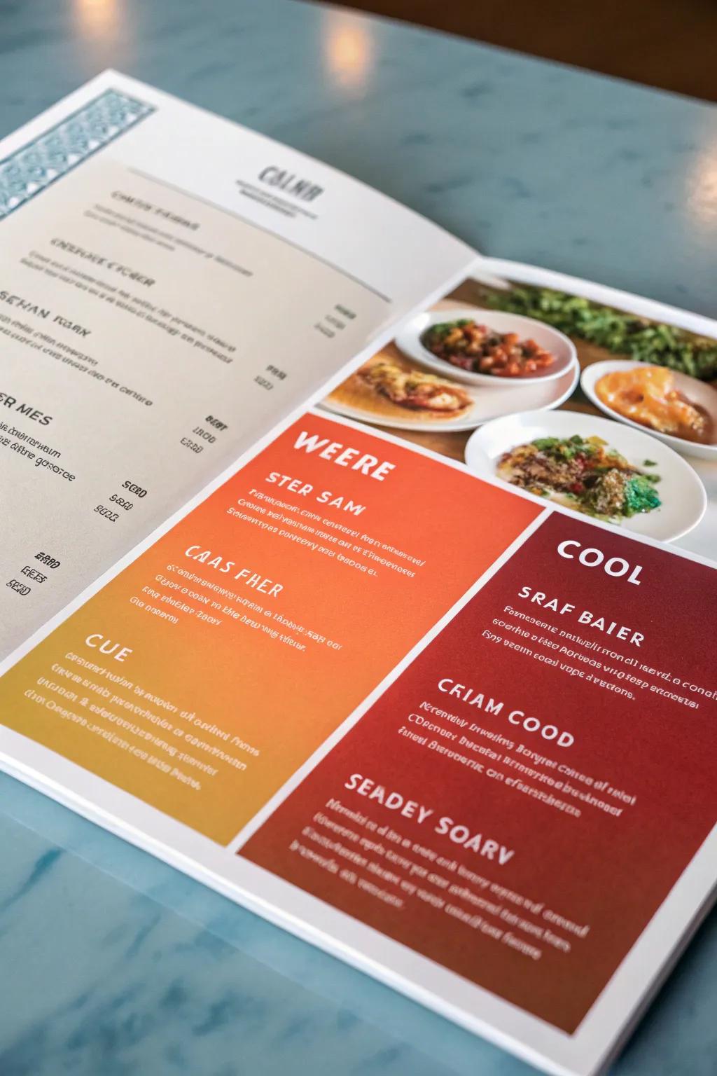 Color psychology: a subtle yet potent instrument in menu layout.