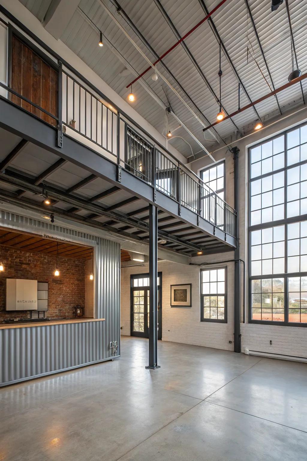 Define spaces in your loft using fashionable metallic wall paneling.