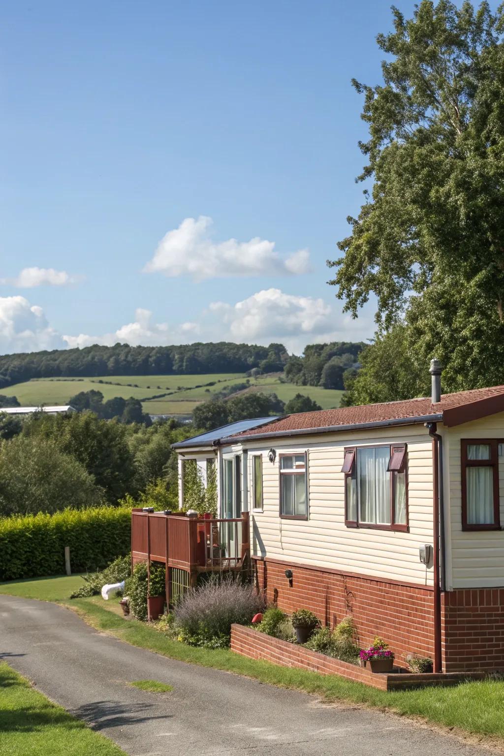 Blend styles with a brick and lumber combination.