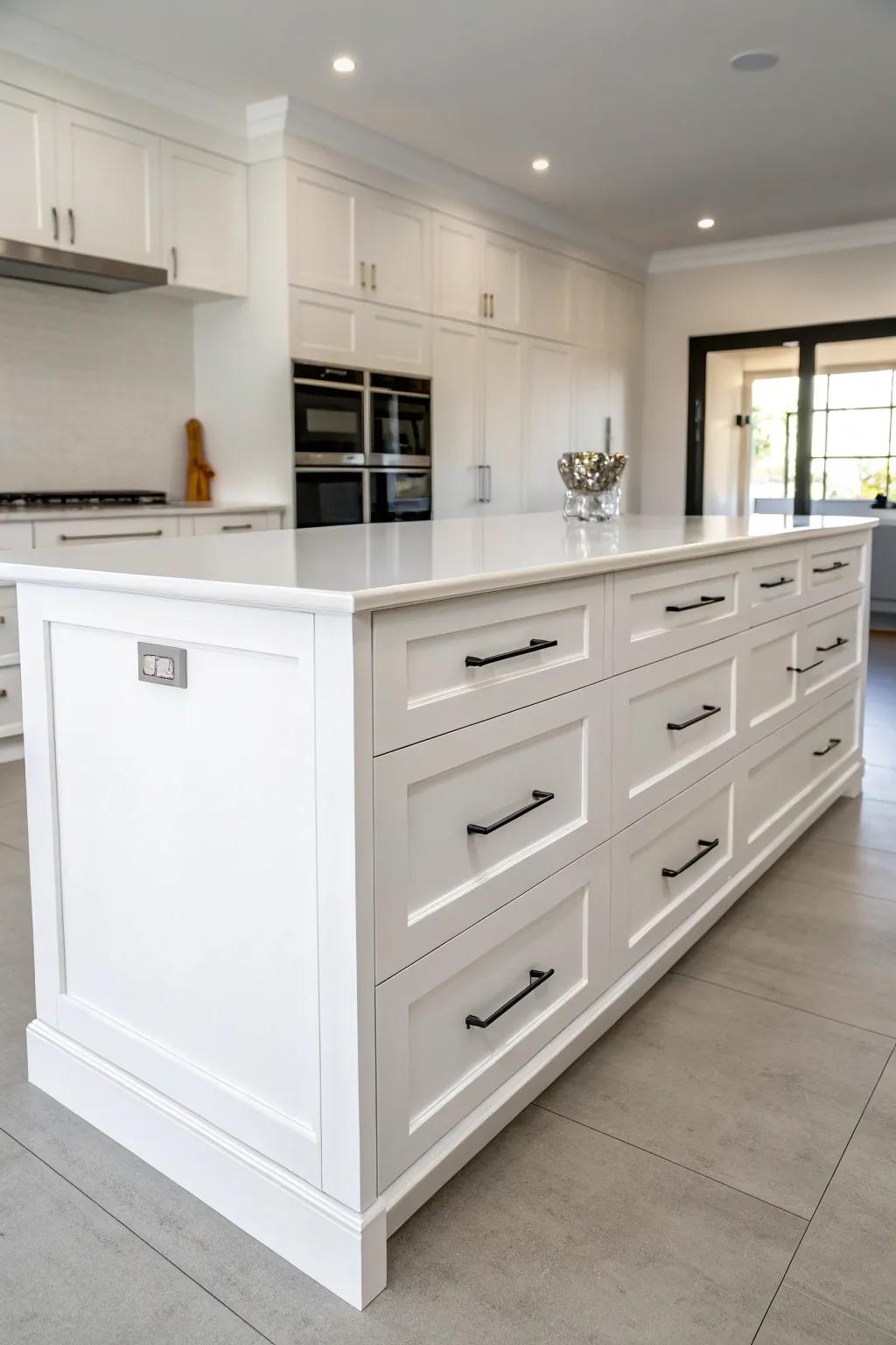 A white mobile island will brighten your space.