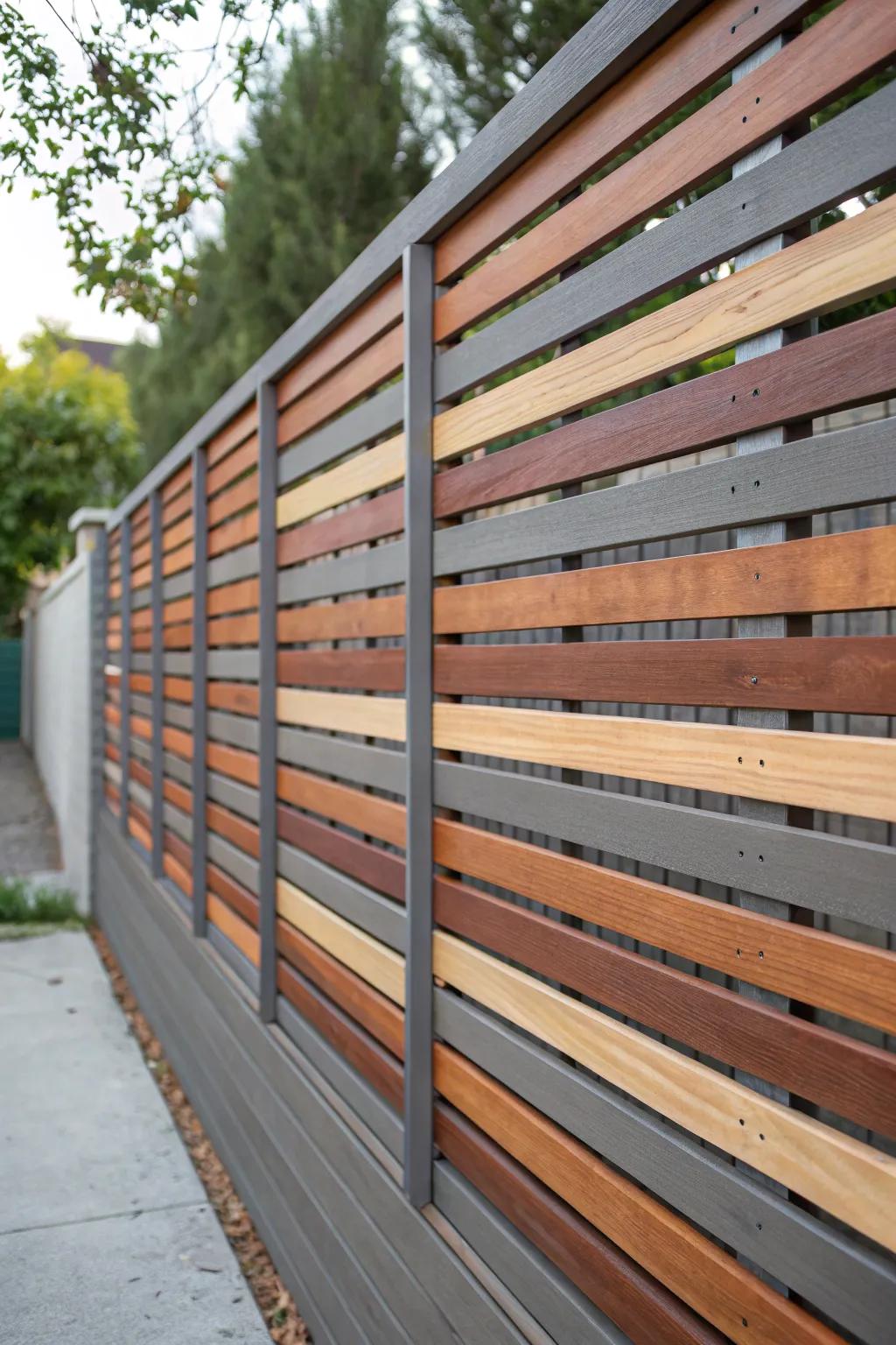 Make your fence a notable feature by using an artistic slat design.