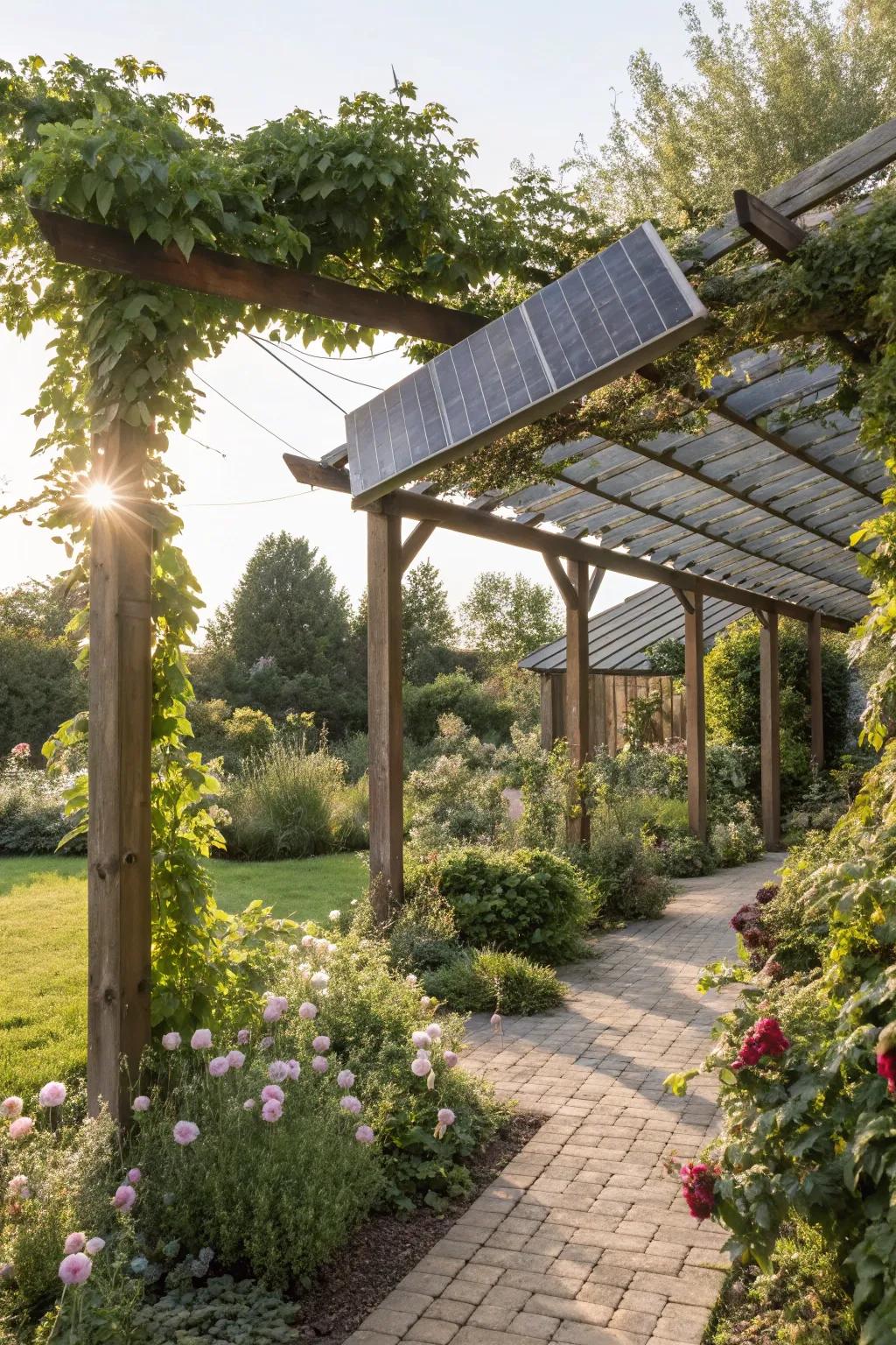 Solar panels on your arbor offer sustainable energy solutions.