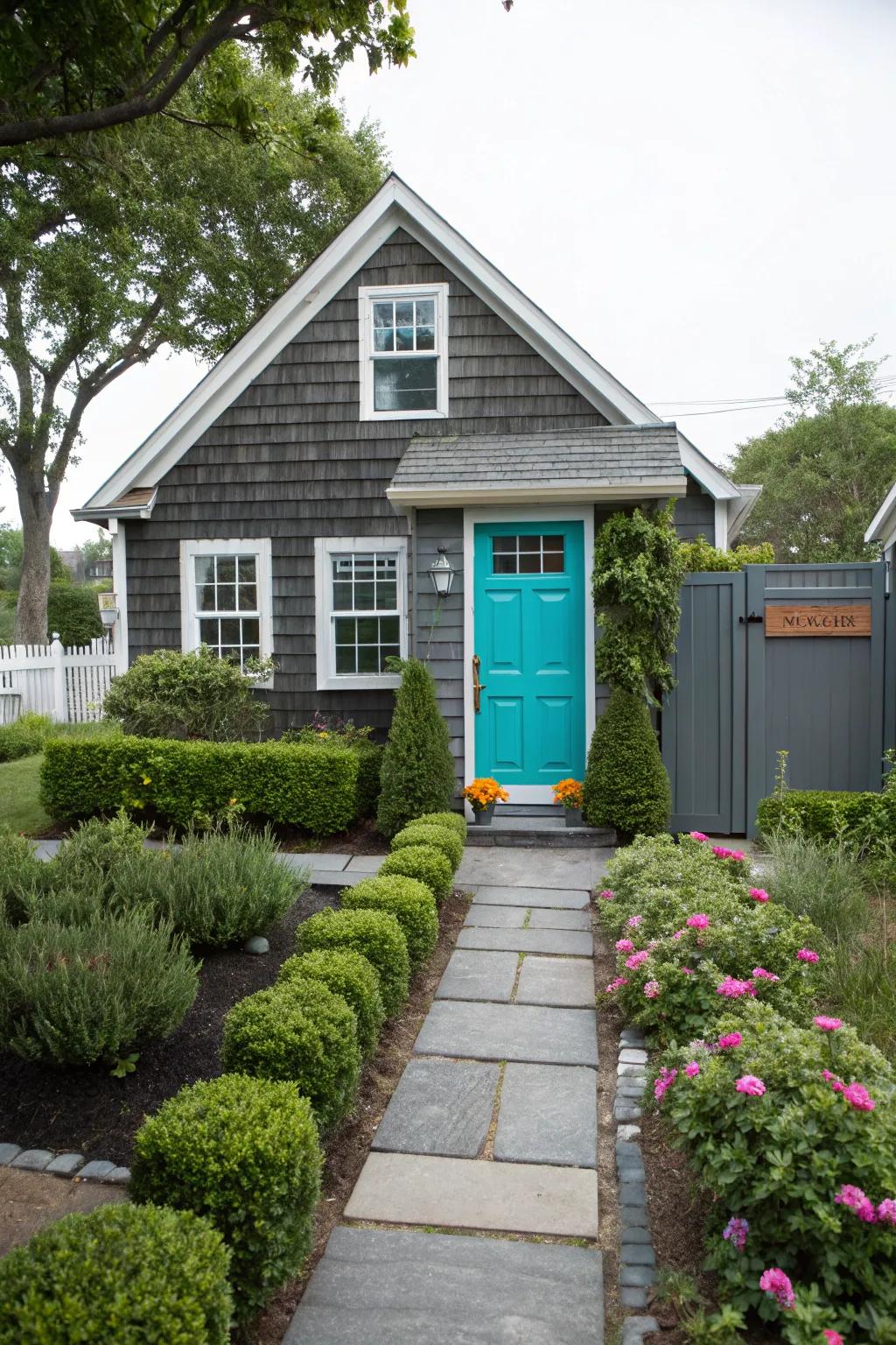 Charcoal featuring a blue-green entrance for a dynamic, vibrant look.