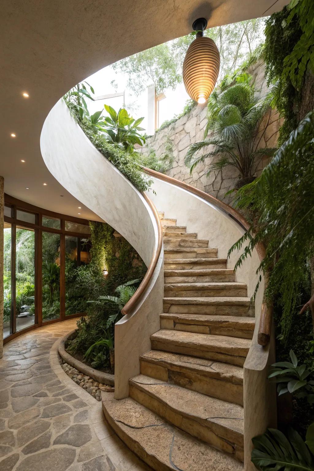 Earth-inspired-shaped stairwells contribute innate harmony and inspiration.