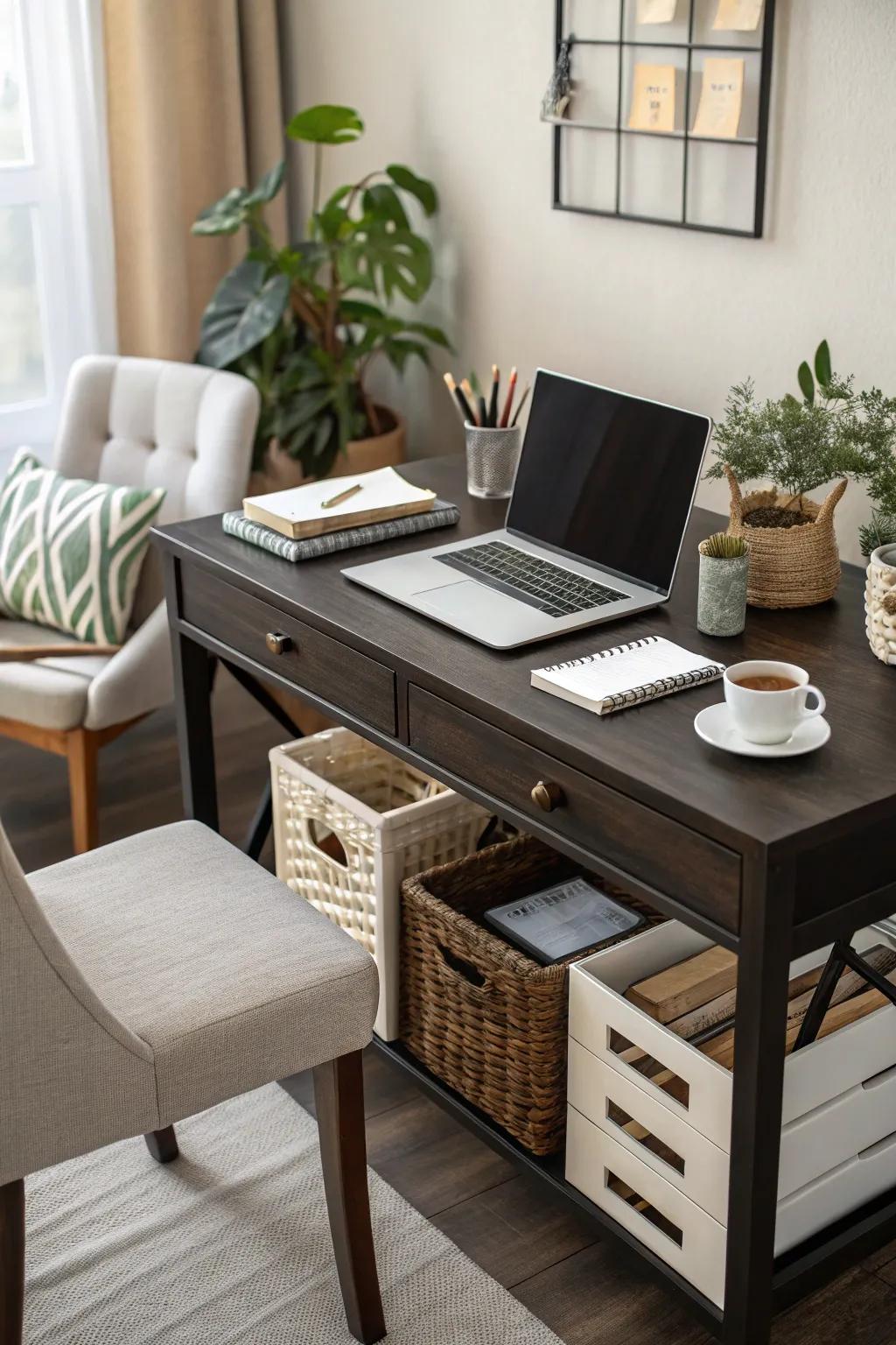Thoughtful arrangement for a clutter-free, serene workspace.