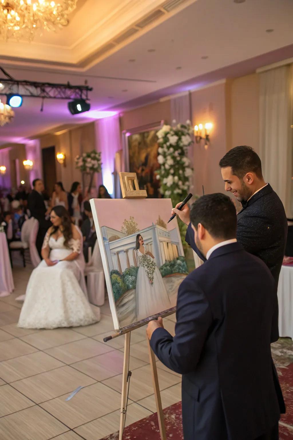 Live painting adds an artistic flair and creates a unique keepsake.
