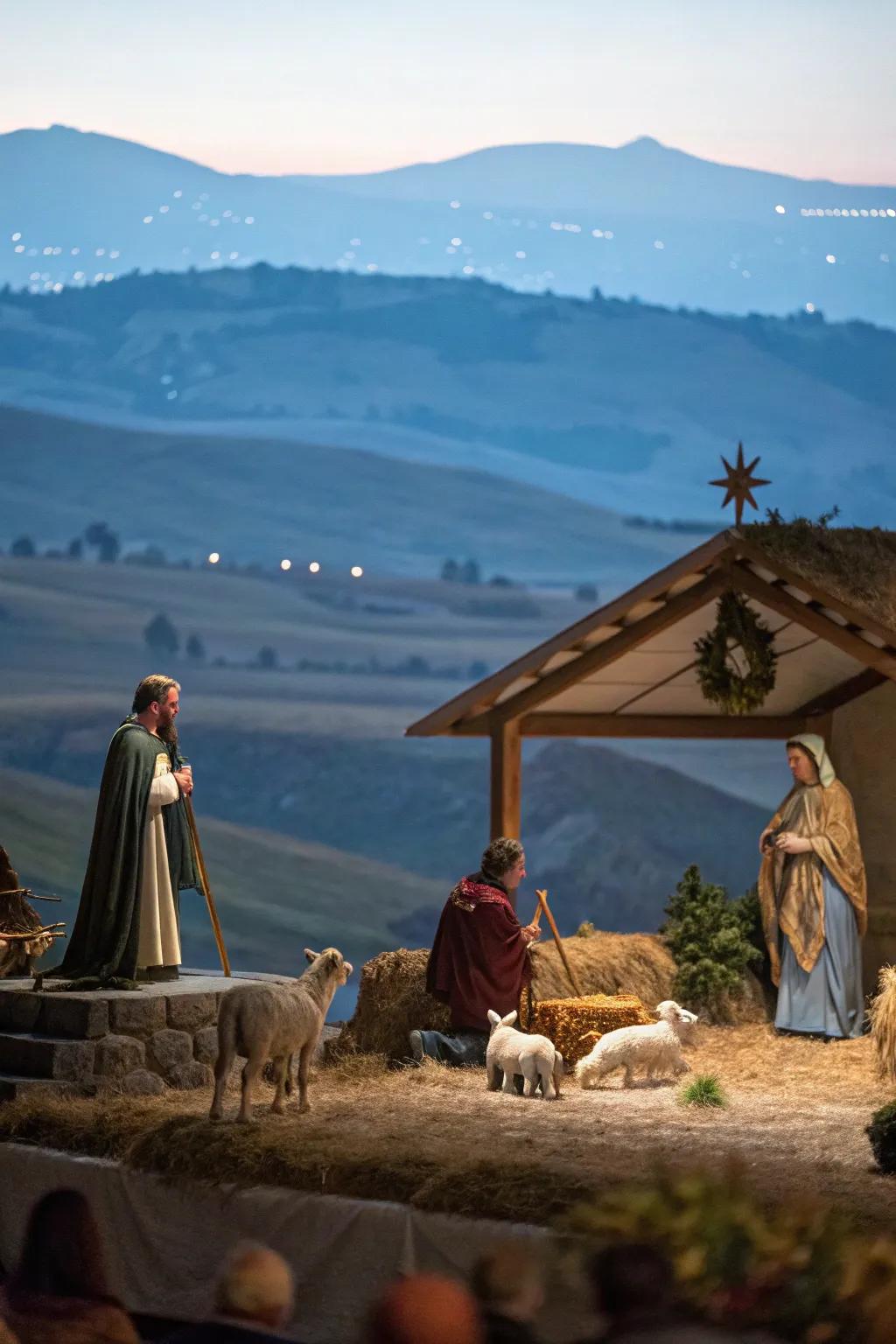 A background creating the illusion of space adds depth to your nativity scene.