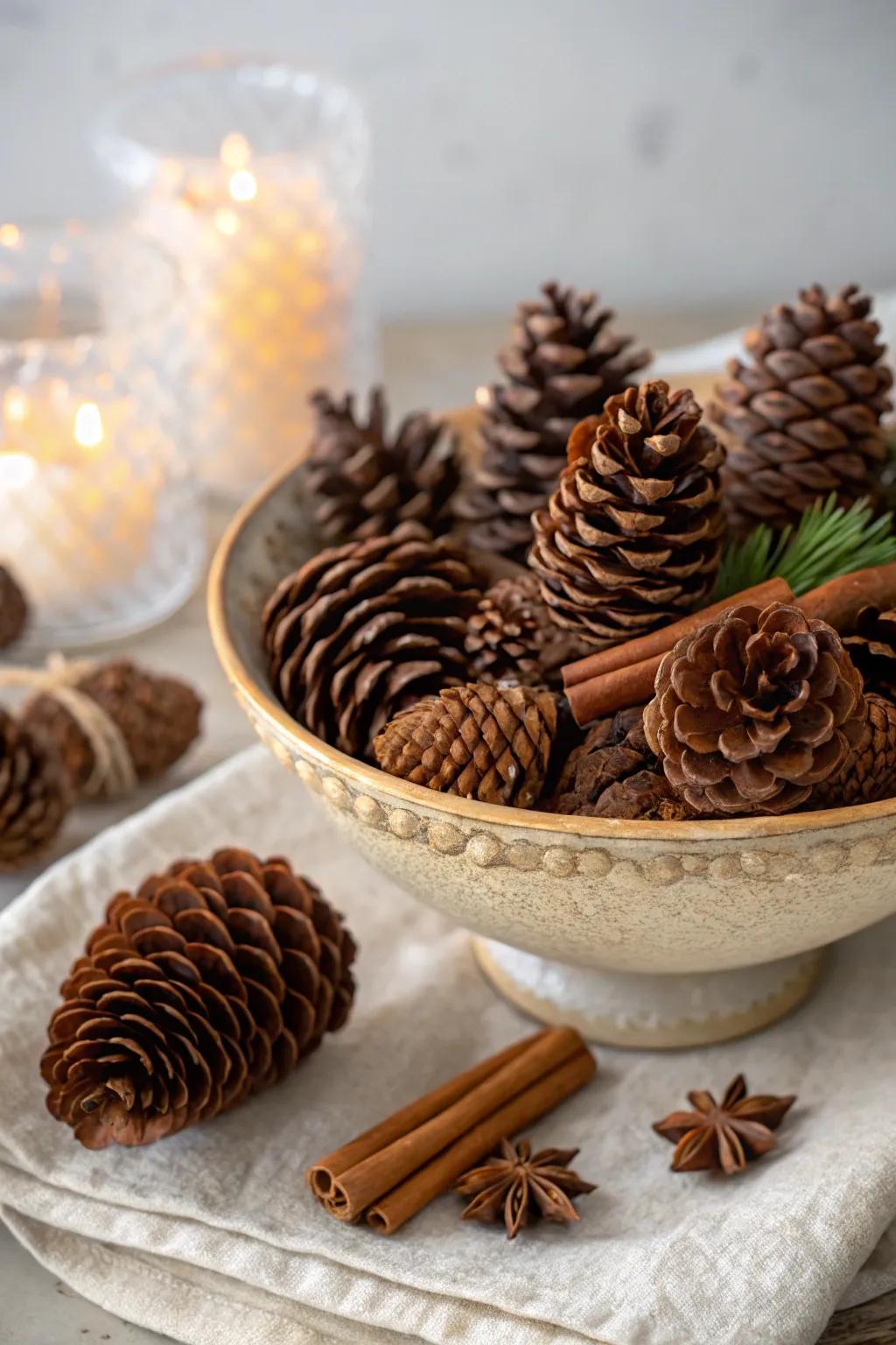 Cinnamon fragrant cones which are ideal for making a seasonal ambiance.