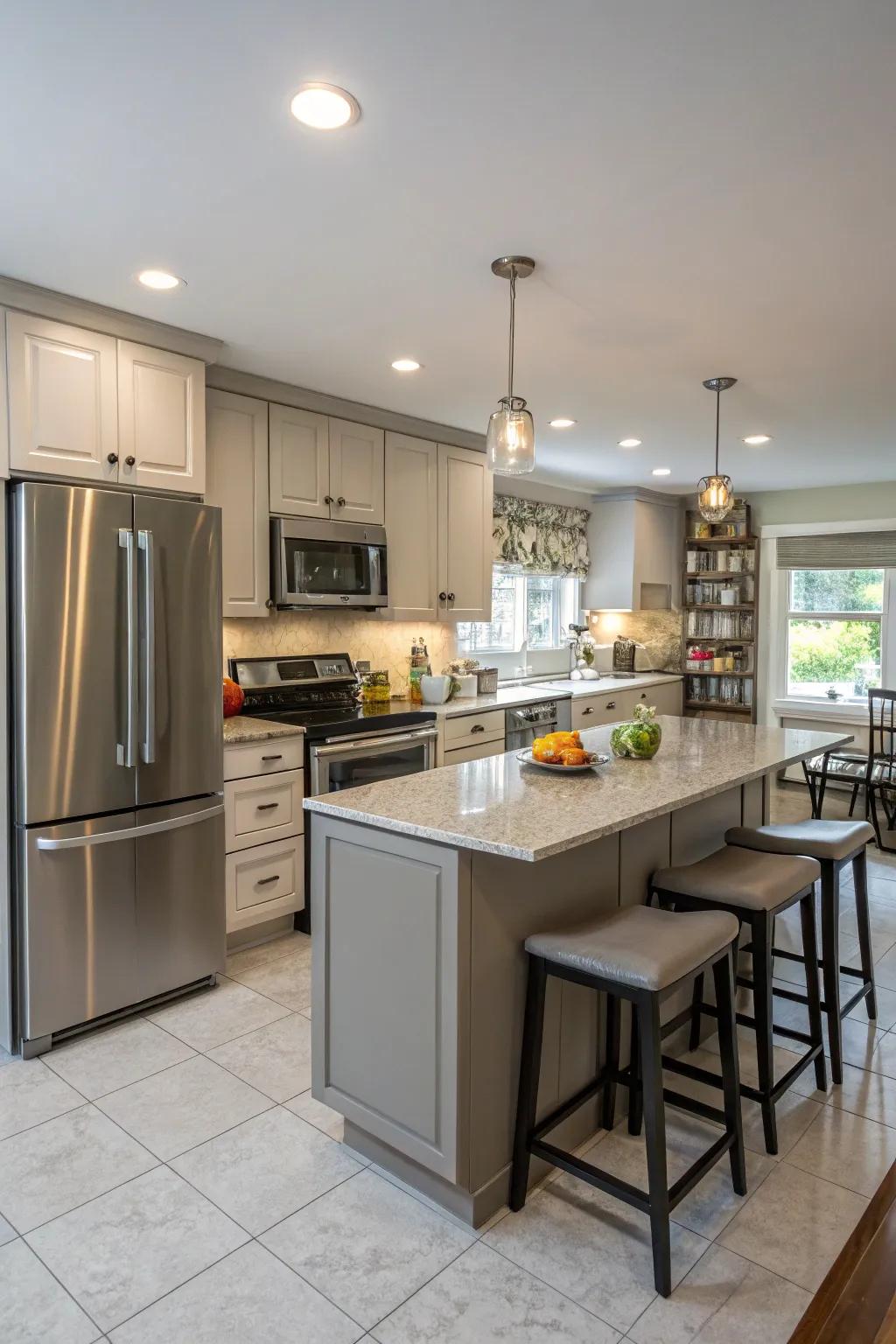 A cooking area presenting a peninsula, delivering usefulness within a compact layout.