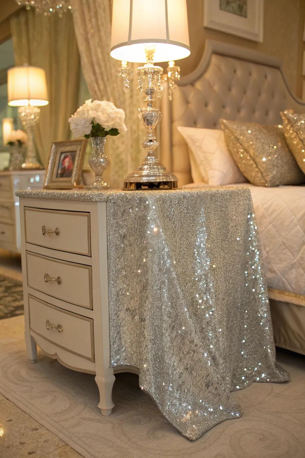 Sequin protectors add a sparkling touch of glam.